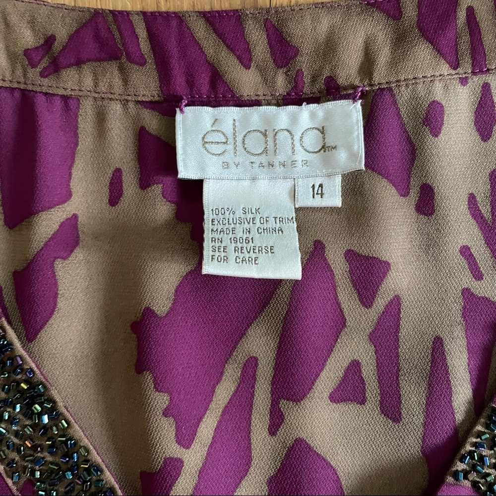 Elana by Tanner 100% Silk Embellished Floral Blouse | Size 14 - Picture 4 of 6